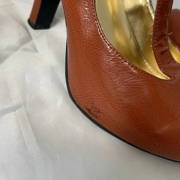 CHARLOTTE RUSSE Ashley Rusty Brown T-Strap Platform Pumps Shoes Heels Size 8 - Picture 10 of 14